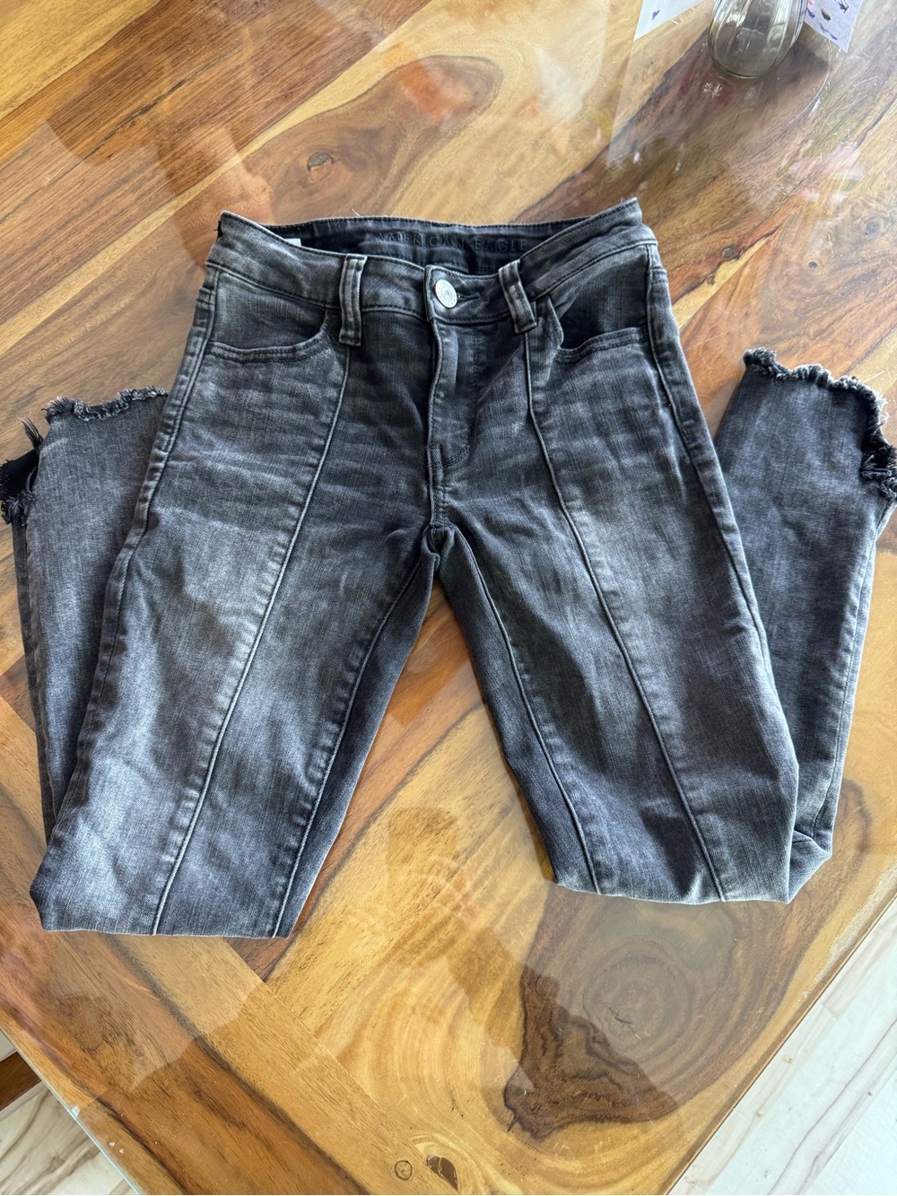 American Eagle Outfitters Black Washed High-Rise Skinny Jeans